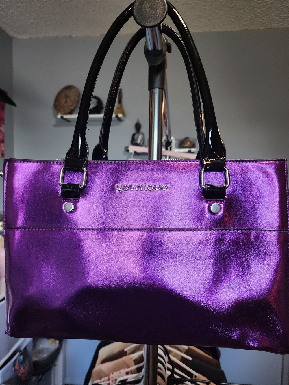 Younique Metallic Purple Tote 14x9.5x5